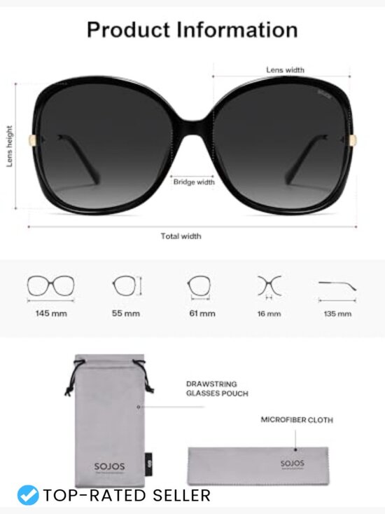 Oversized Butterfly Sunglasses with Gold Arms UV Protection main image 6